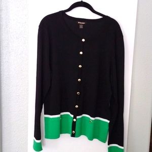 Tri-color Tricot Knit Cardigan